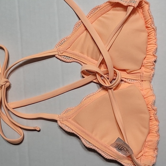 Wild Fable Crochet Bikini Top Orange/Gray w/Adjustable Straps, Size XXS - Picture 2 of 8